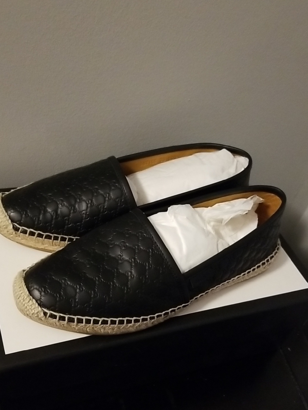 Gucci Black Quilted Leather Espadrille Flats - Picture 2 of 13